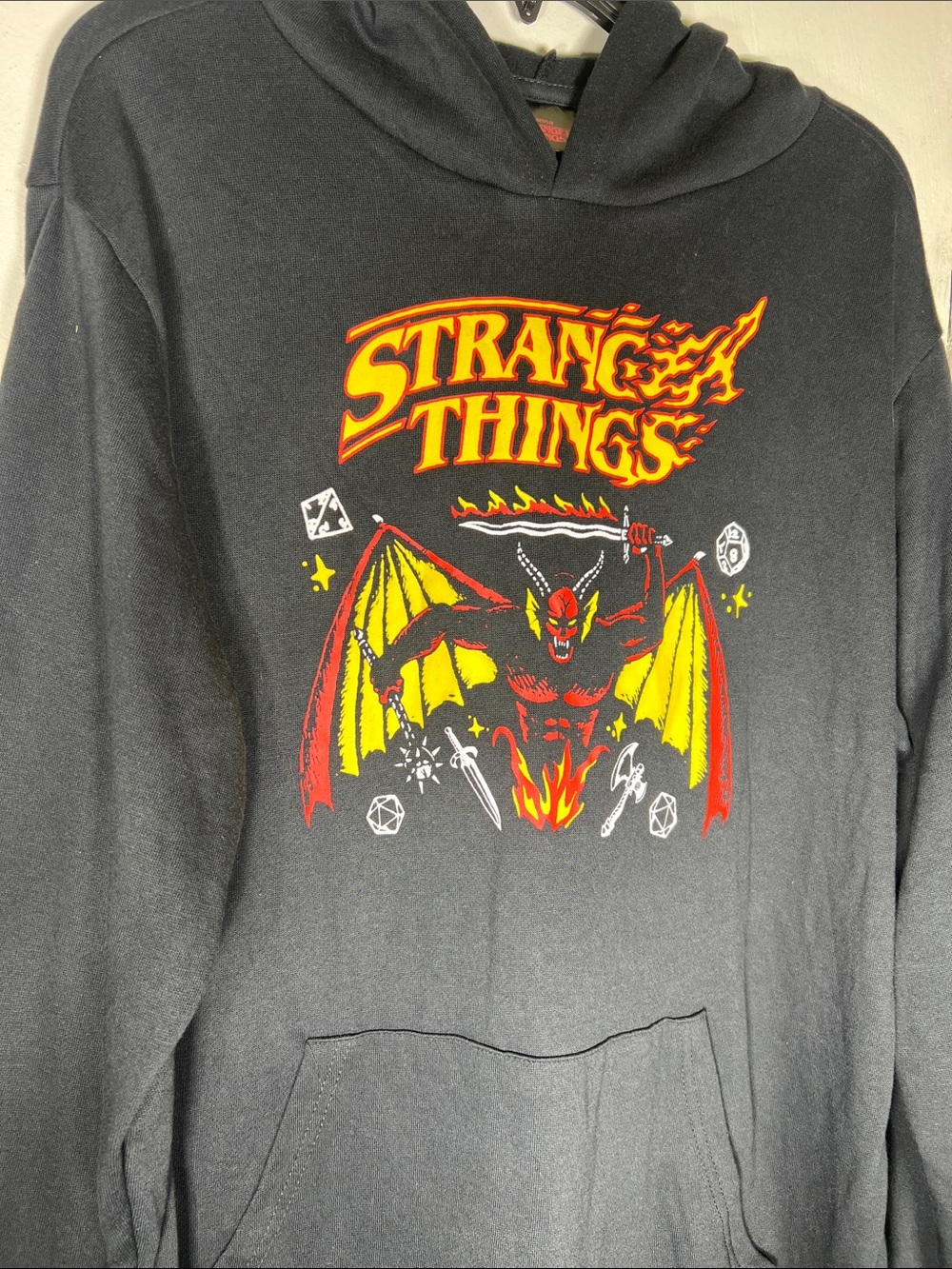 Stranger Things Black Crewneck Sweater with Fiery Graphic